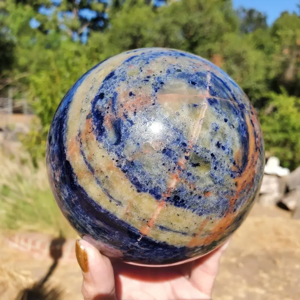 XL Dark Blue Sodalite Crystal Sphere 107mm 1840 grams